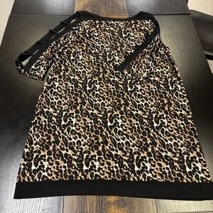 Studio One New York Womens 2x Brown Cheetah-Print Midi Style Pullover Dress A545